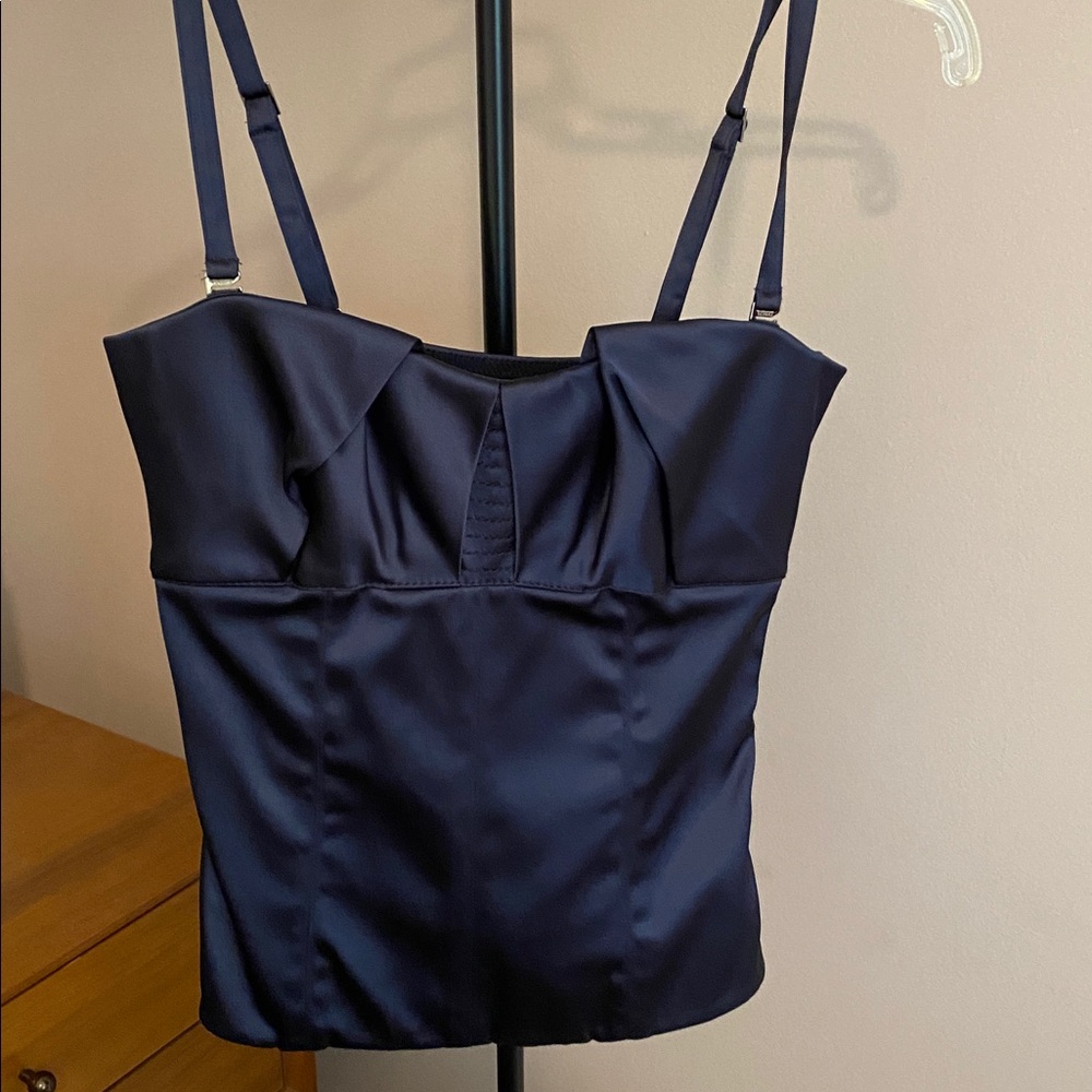 La Perla Midnight Blue Satin Bustier/Corset top Size 40